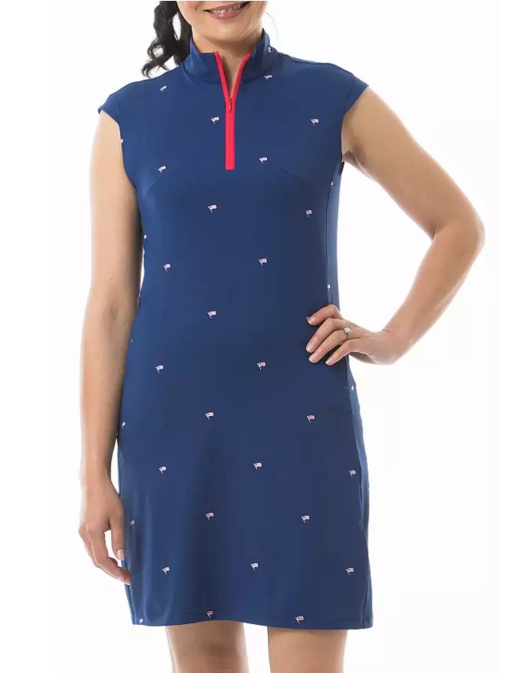 NEW🇺🇸 SanSoleil SolStyle Cool Sleeveless Golf Dress in Flag Day Navy large $135